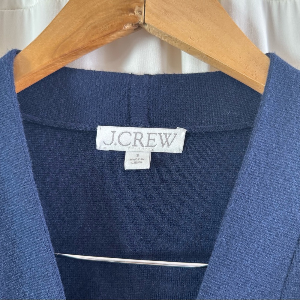 J. Crew Fitted-waist Navy Sweater Cardigan Blazer Comfy Casual Size Small Classy - Picture 3 of 5